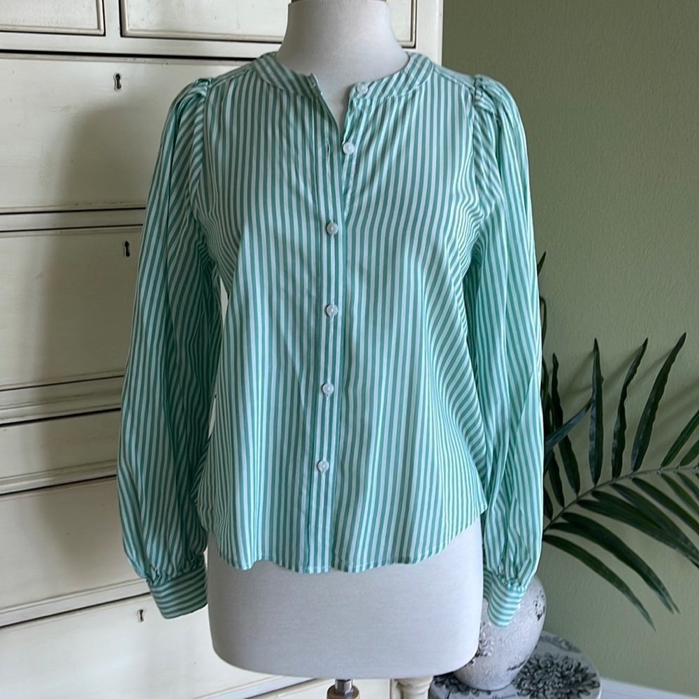 A New Day Striped green and white shirt size XS
